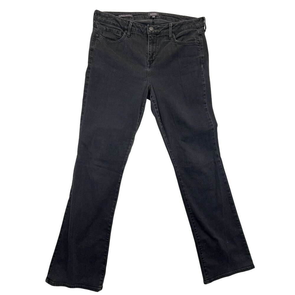 NYDJ Jeans Womens 12 Black Barbara Bootcut Stretch Denim Lift Tuck Technology‎